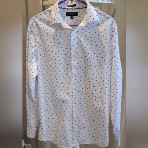 Banana Republic White and Black Patterned Shirt